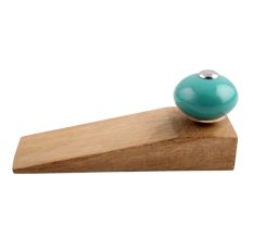 2 Pieces Neon Sea Green Round Ceramic Wooden Door Stopper
